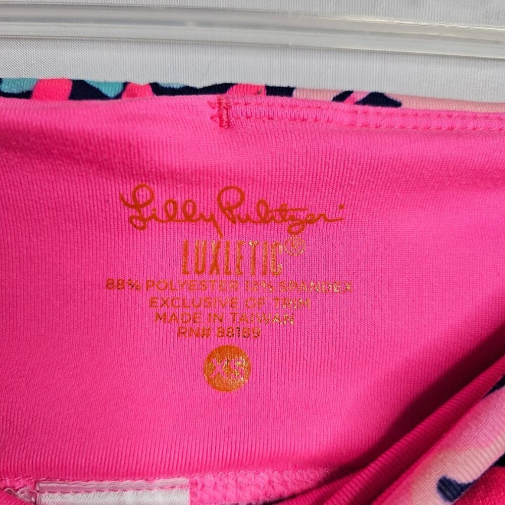 LILLY PULITZER Luxletic Cropped Leggings size XS 2 LOBSTAH ROLL RESORT BLUE PINK - Picture 5 of 6